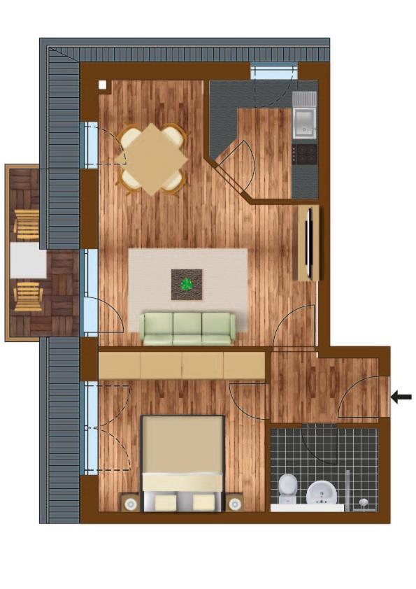Appartement met 1 Slaapkamer en een Balkon